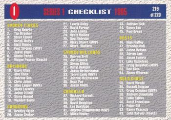 1995 Dynamic ARL Series 1 #219 Checklist Front
